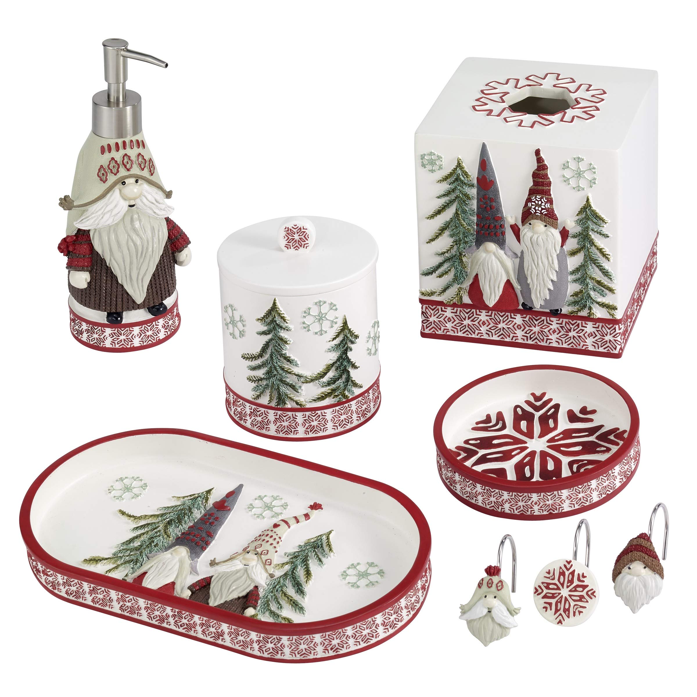 Avanti Linens - Covered Jar, Resin Bathroom Essentials, Ideal Christmas Decorations (Christmas Gnomes Collection)