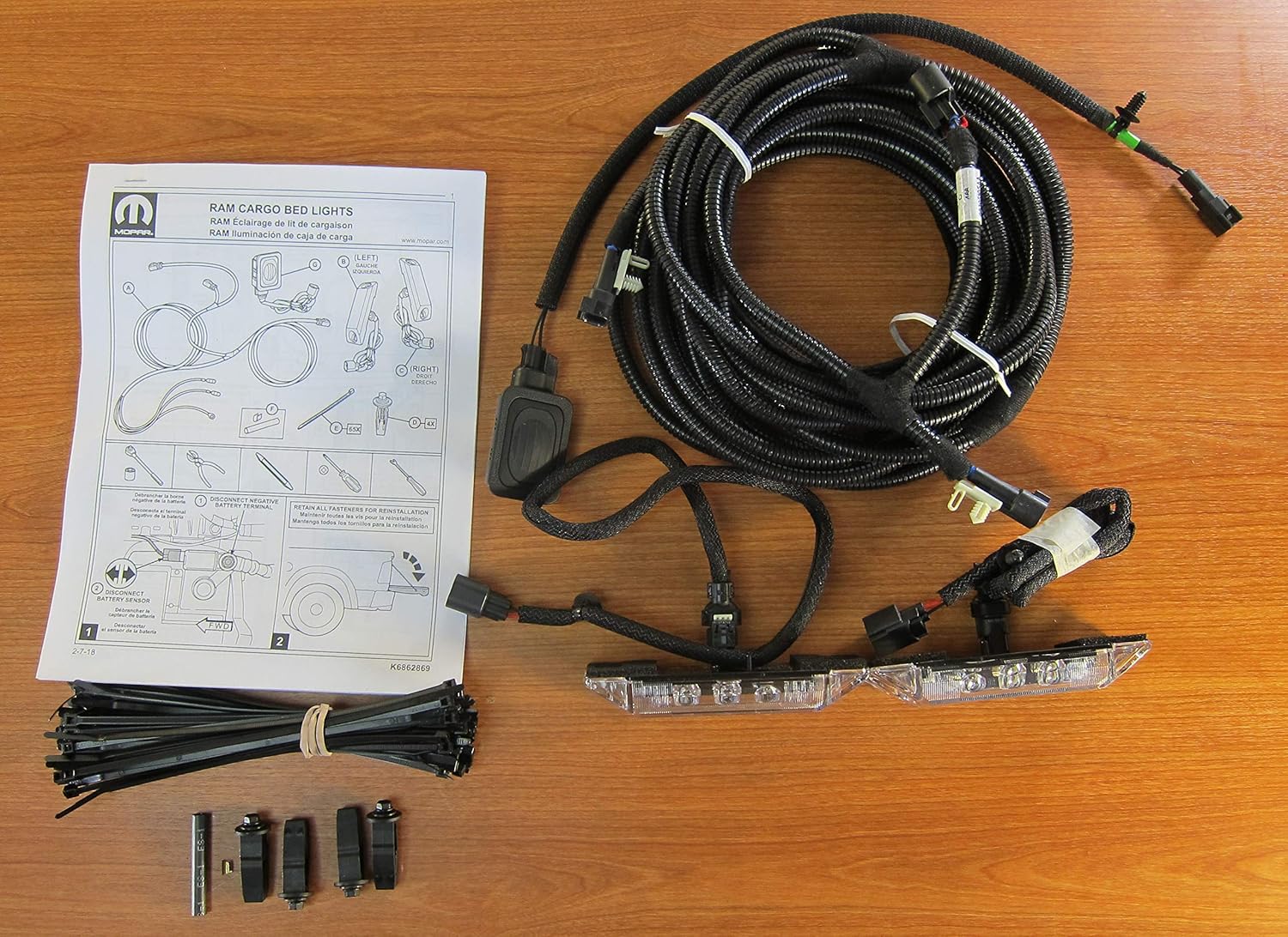 Mopar 2018-2019 Dodge Ram DS1500 2500 Cargo Bed Light Installation Kit OEM