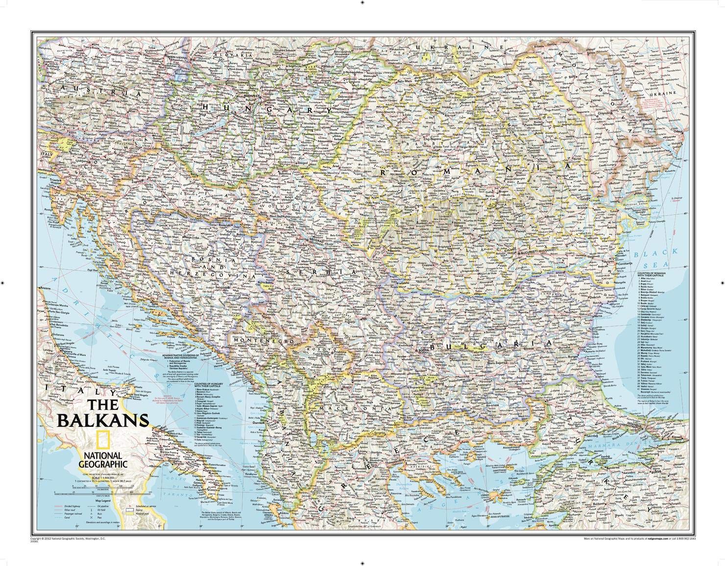 National Geographic Maps: The Balkans Classic Wall Map - 77 X 60 Cm - Art Quality Print On Polypropylene