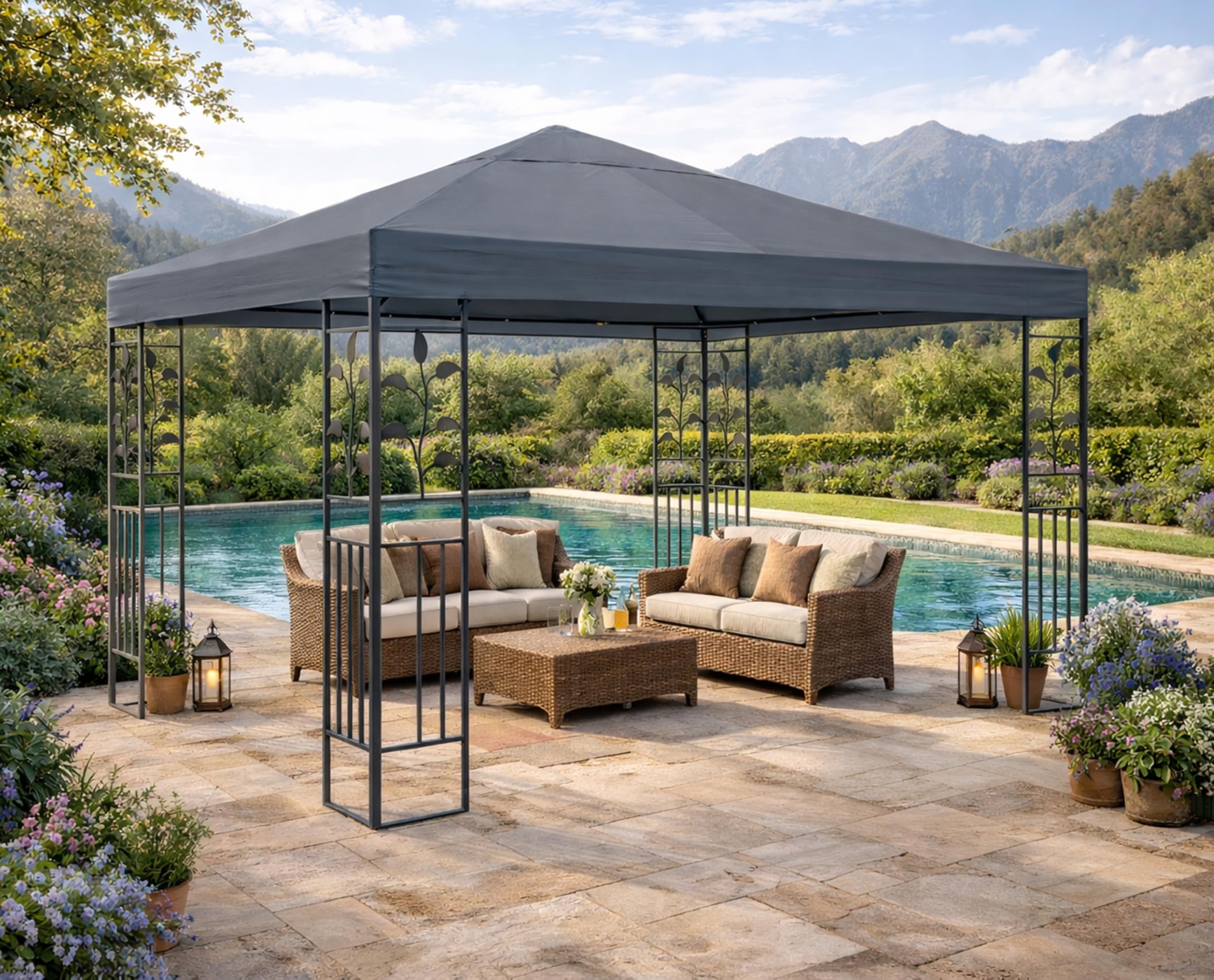Quick-Star - Tetto di Ricambio per Gazebo, 3 x 3 m, Colore: Grigio