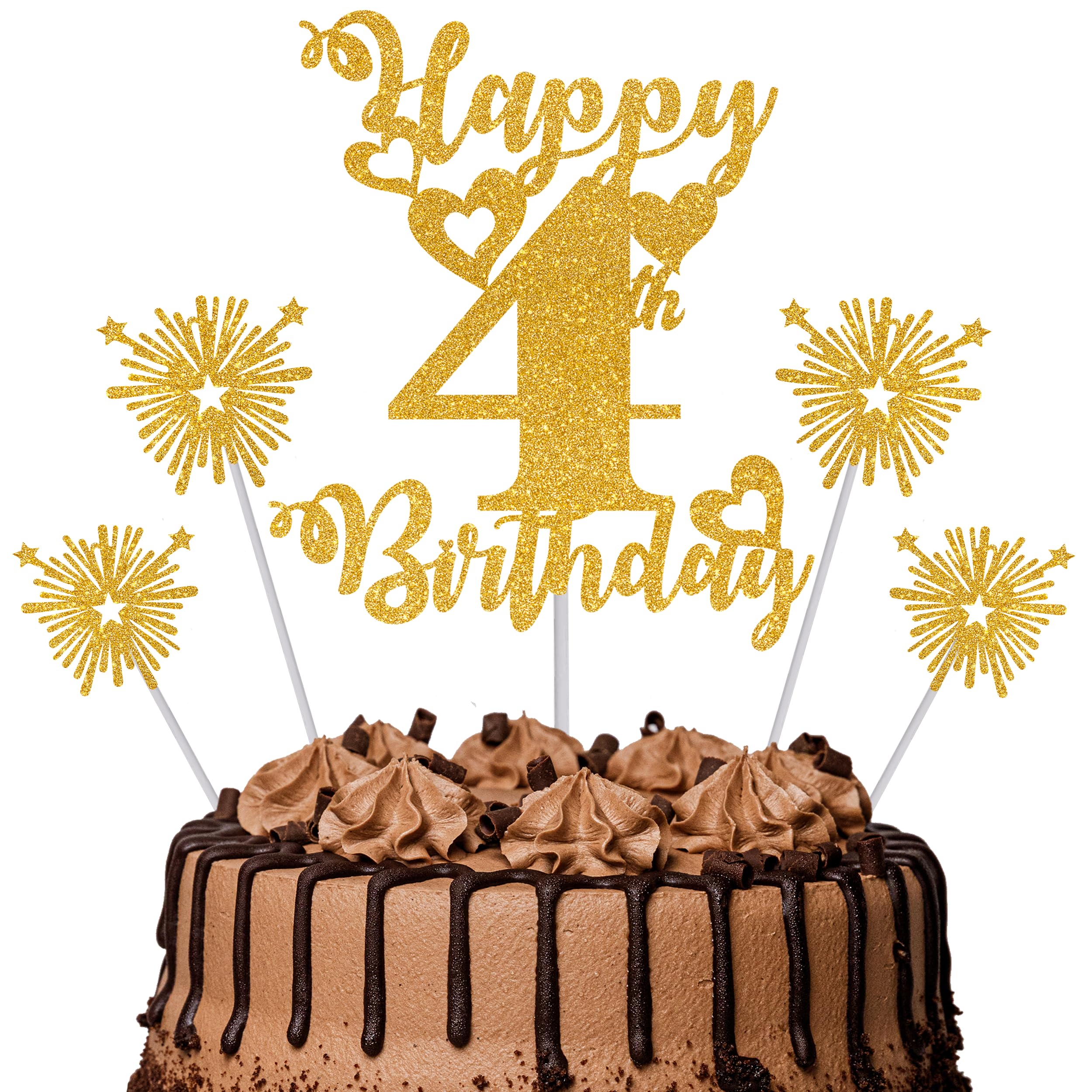 Gold Glitter 96th Birthday Cake Topper Set – 5 Piece Premium Glitter Birthday Decoration & Party Supplies for Men, Women & Kids – 96th Birthday — view 62