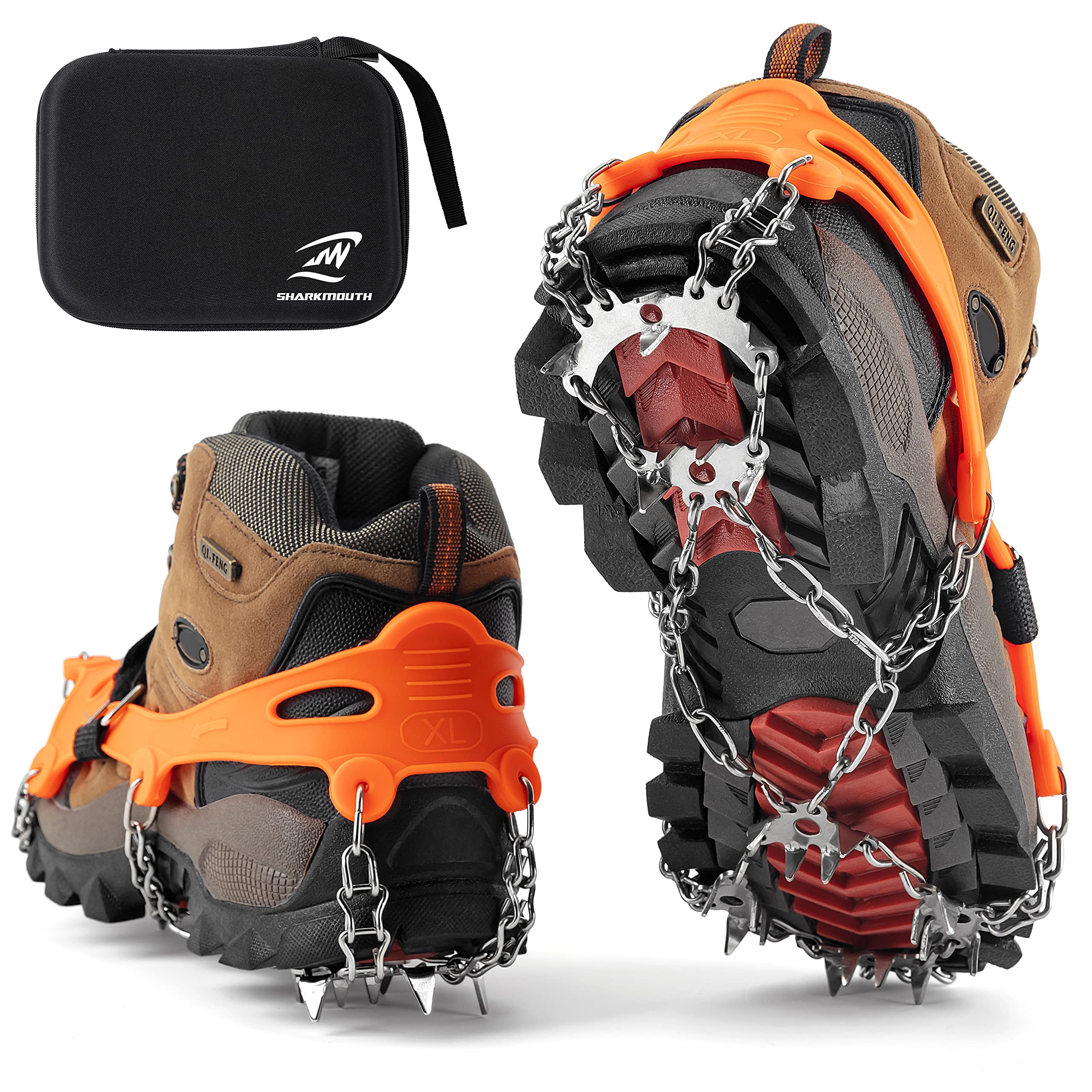 SHARKMOUTH Ice Cleats for Boots and Shoes, Ice Snow Walk Traction for