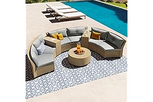 U_Style 6-Person Fan-Shaped Rattan Suit Combination: A Garden Oasis