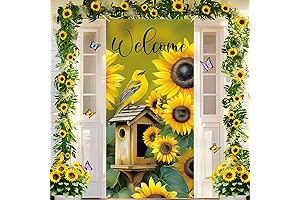 Spring Door Covers for Front Door with Vibrant Sunflowers