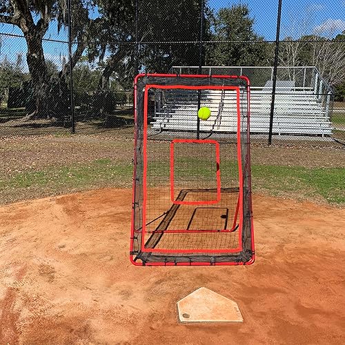 Miniatura 5 de Hit Run Steal Red de retroceso, entrenador de rebote de béisbol y sóftbol para lanzar y lanzar