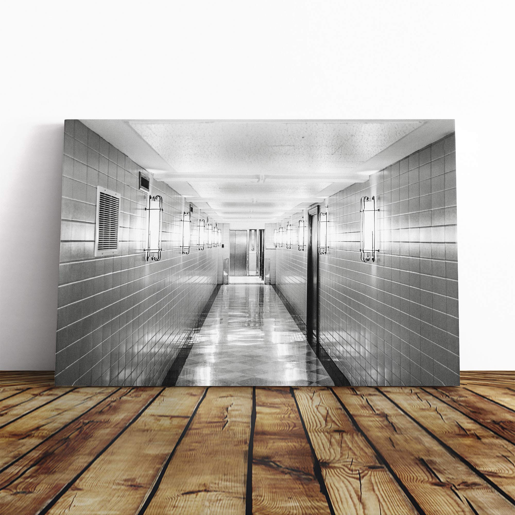 Architecture Tiled Mounted and Stretched Box Frame Picture Canvas Print | Gallery Wrapped 30mm Frame Wall Art | 24x16 inches | Ready to Hang | Contemporary Cityscape Picture | Living Room Lounge