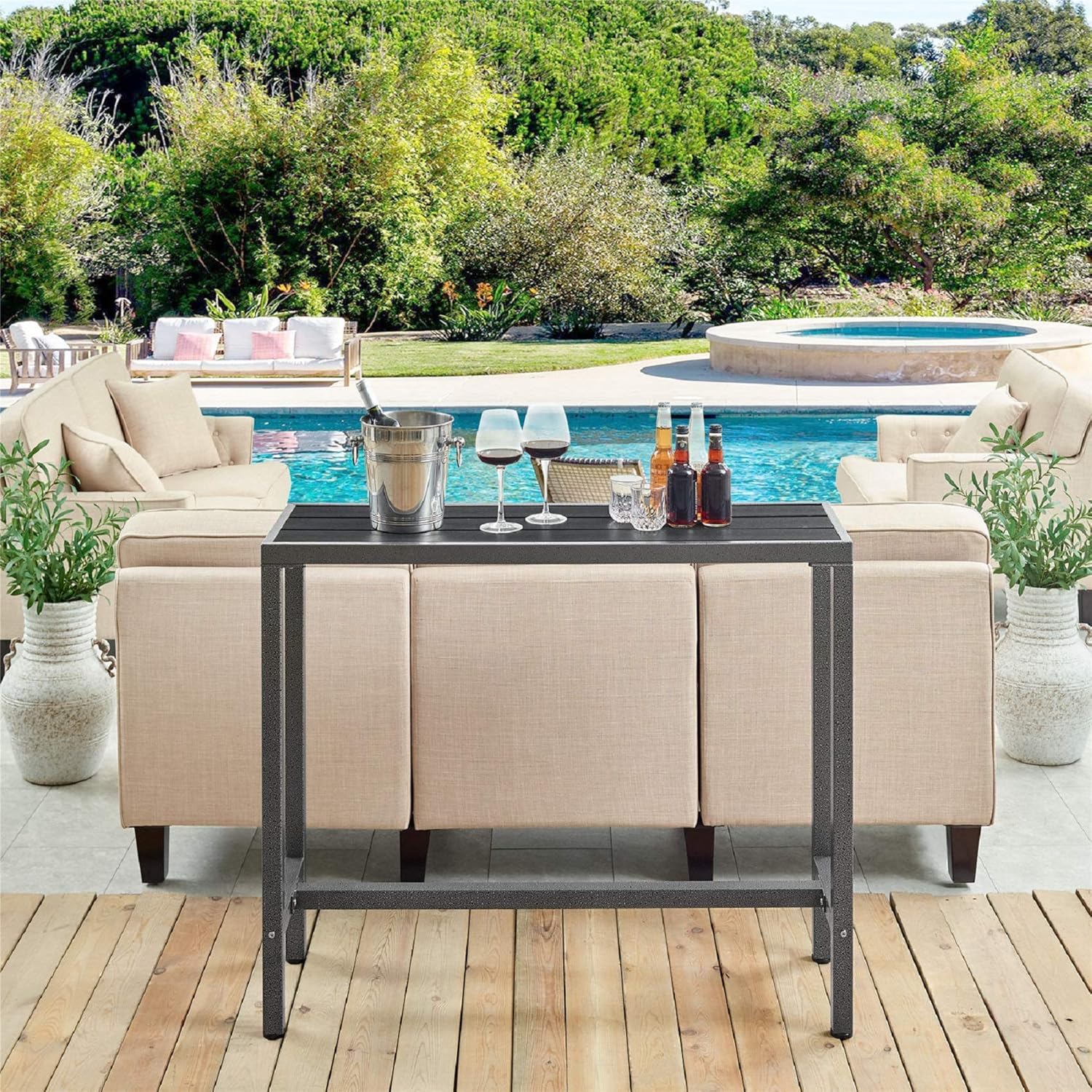 Mr IRONSTONE Outdoor Bar Table 46.5” Pub Height Dining Table Bistro Patio Table & 39.4” Bar Table Vintage Industrial Pub Dining Height Table Bistro Table (Indoor USE ONLY): Garden & Outdoor