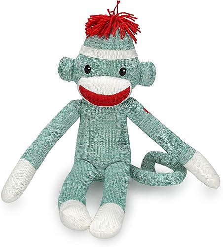 Miniatura 2 de Plushland Adorable mono de calcetín verde, el original juguete de peluche tradicional tejido a mano, regalo para bebés, adolescentes, niñas y niños,