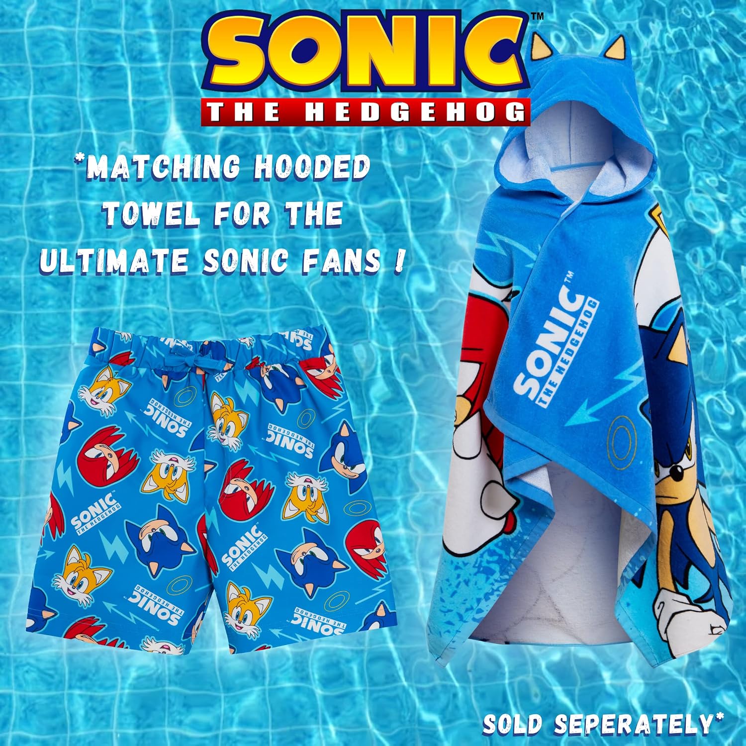 Sonic The Hedgehog Boys Swim Shorts Kids Swimming Trunks Board Shorts Holiday Beach Pool Swimwear