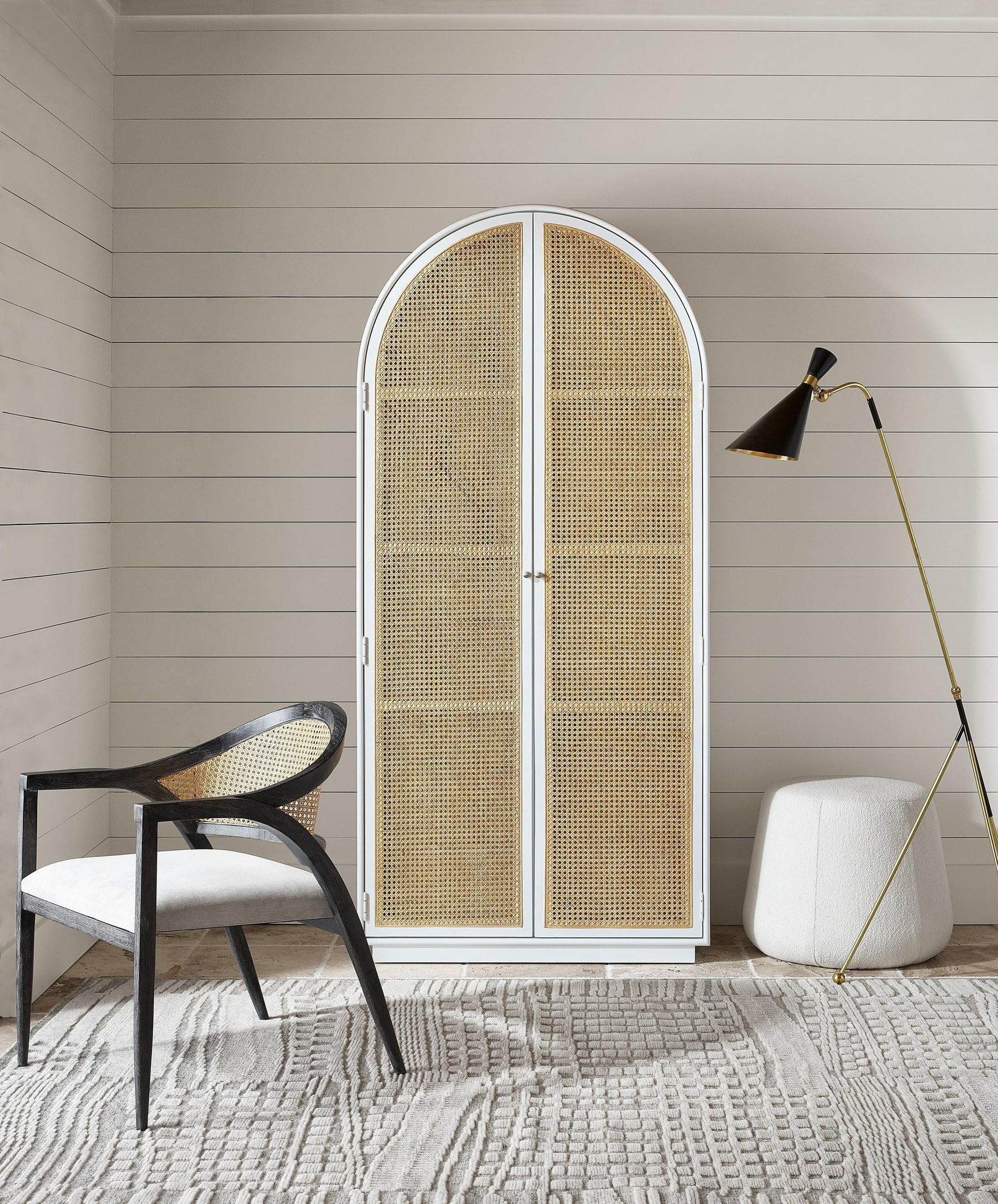 TGF Furniture Store Arched Room Wardrobe – White Frame with Natural Cane Webbing – Modern Storage Cabinet with Doors-image-28
