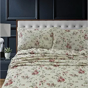 Tribeca Living 100% Cotton Flannel Sheet Set - 200 GSM, Deep Pocket, Ultra Soft & Cozy, Twin XL, Dollhouse Floral
