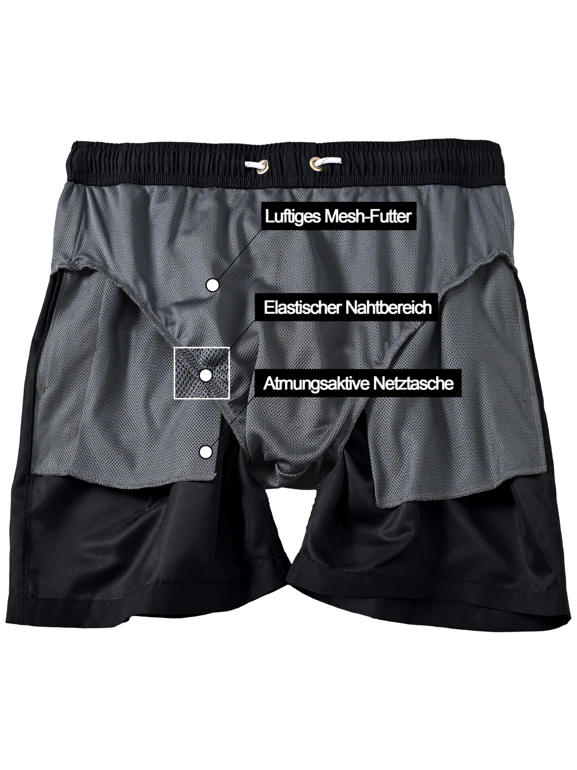 YuKaiChen Herren Badehose Schnelltrocknend Badeshorts mit Reißverschlusstasche Atmungsaktiv Wasserabweisend Meshfutter Tunnelzug Sommer Strandhose für Sport Urlaub Freizeit