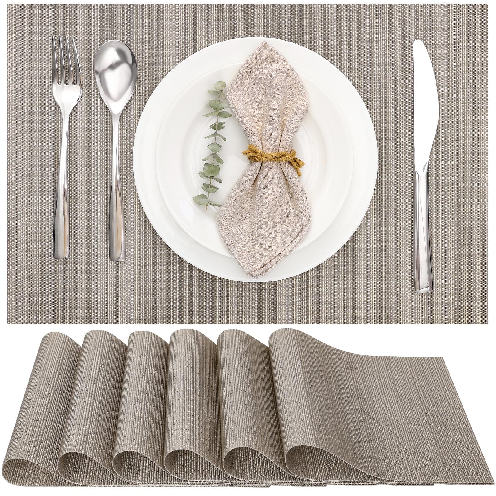 Set Tovagliette Sottobicchieri Ecopelle Tovagliette Americane Lavabili, Set Di 6 Tovagliette In Pelle E 6 Sottobicchieri Antiscivolo, Tovaglietta Colazione Antimacchia Resistenti Al Calore Accessori Tavola Moderni
