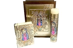 KIT PRIMERA COMUNIÓN BIBLIA, VELA Y ROSARIO EN ESTUCHE DE MADERA DECORADO....