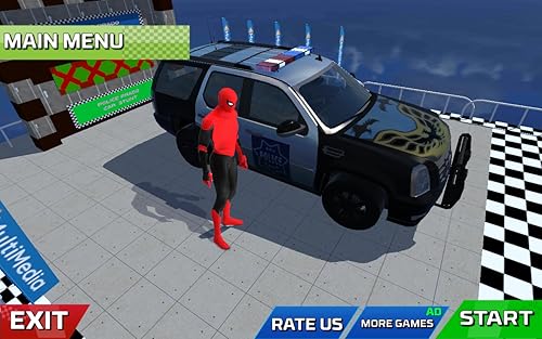 Polícia Carro Corrida de super-heróis jogos, super-herói Carro GT Façanha Jogos, mega Rampa Corrida