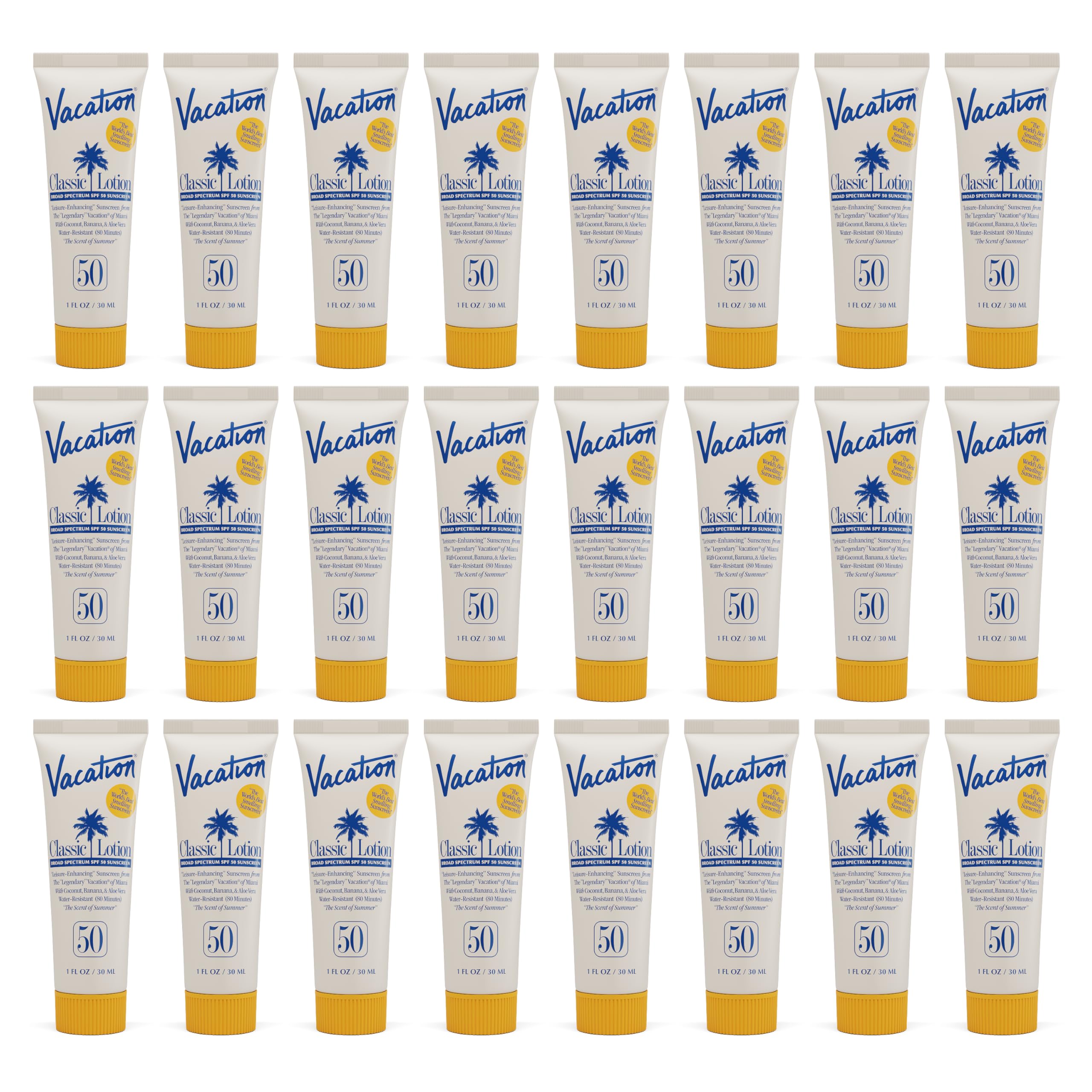 Vacation Mini Classic SPF 50 Sunscreen Lotion, 1 Fluid Ounce, Pack of 24