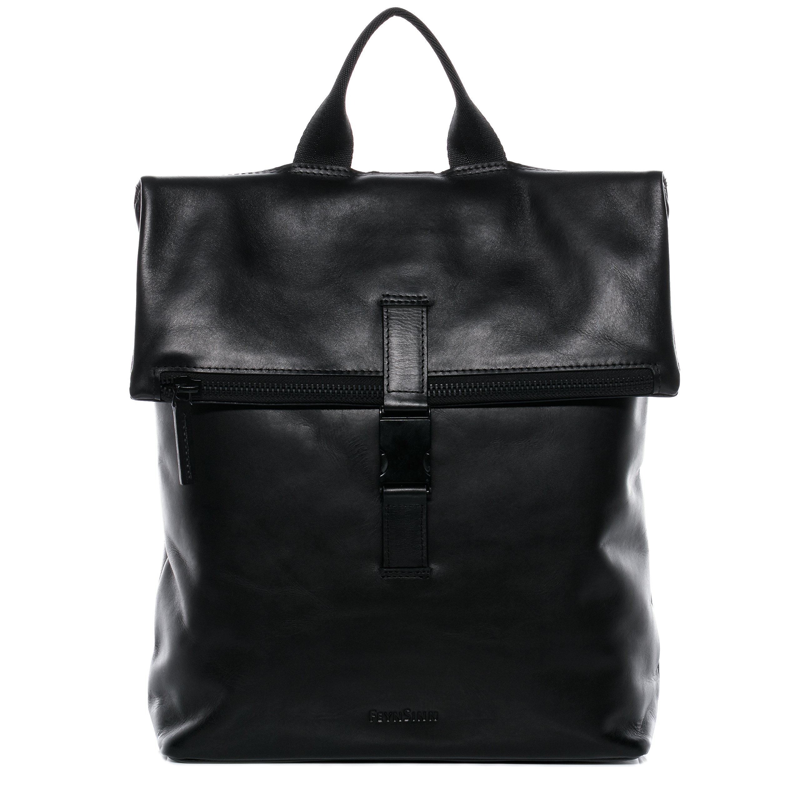großer Ruckack echt Leder - 15.4 Zoll Laptop Lederrucksack MATS - Rucksack mit Laptop-Fach - Lederrucksack Herren und Damen schwarz handgefertigt