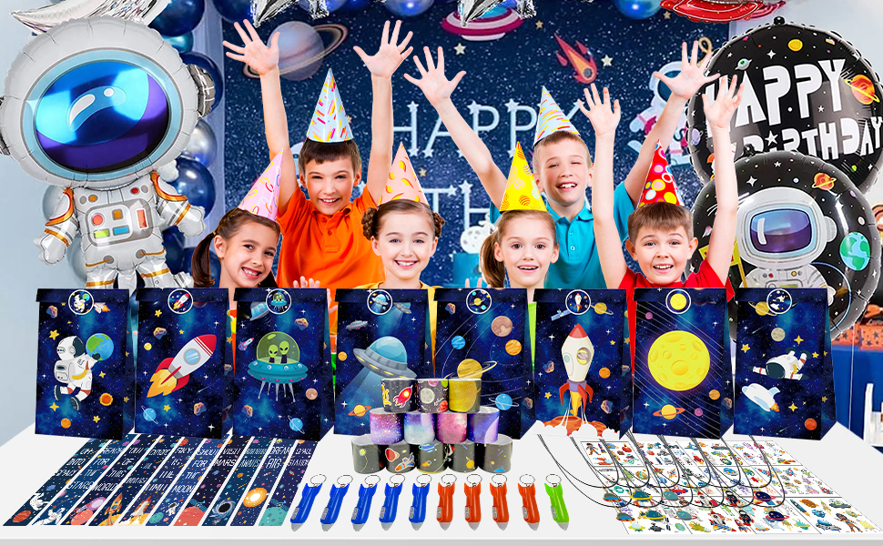 Set 60 Pezzi Regalini Fine Festa A Tema Spaziale Per Bambini - Sacchetti, Braccialetti, Tatuaggi, Palline - Foto 8