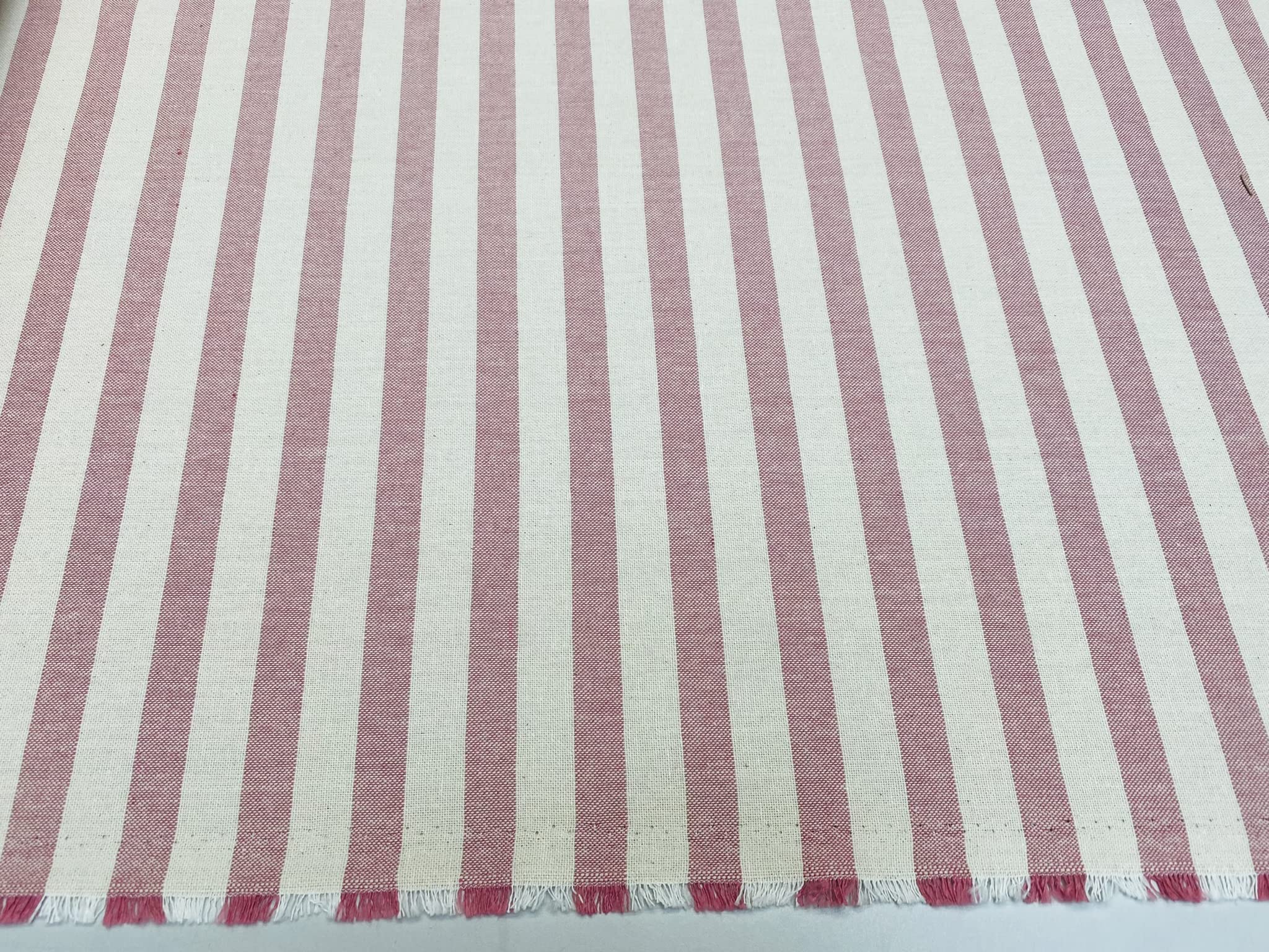 Linen Look White Stripes Culla Fabric Furnishing Curtain Upholstery Dressmaking Cotton Material 140cm Wide Canvas (Dusty Pink - Image 3