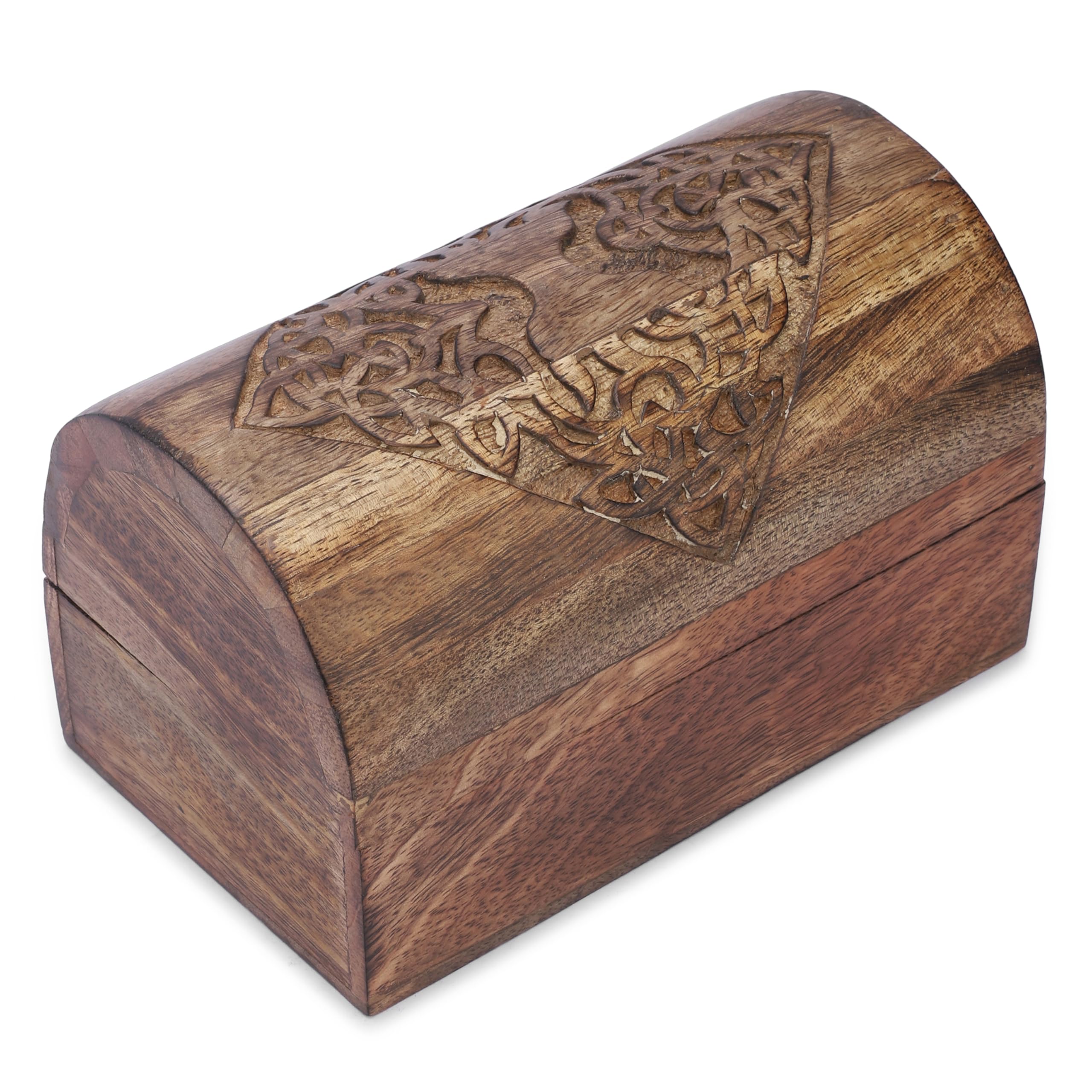Ajuny Boîte à Bijoux en Bois de Manguier Sculpté – Coffret Décoratif Arbre de Vie Celtique, Fait Main, Organisateur Bijoux & Souvenirs, Grande Boîte 23 x 15 x 15 cm (9 x 6 x 6 po), Idée Cadeau