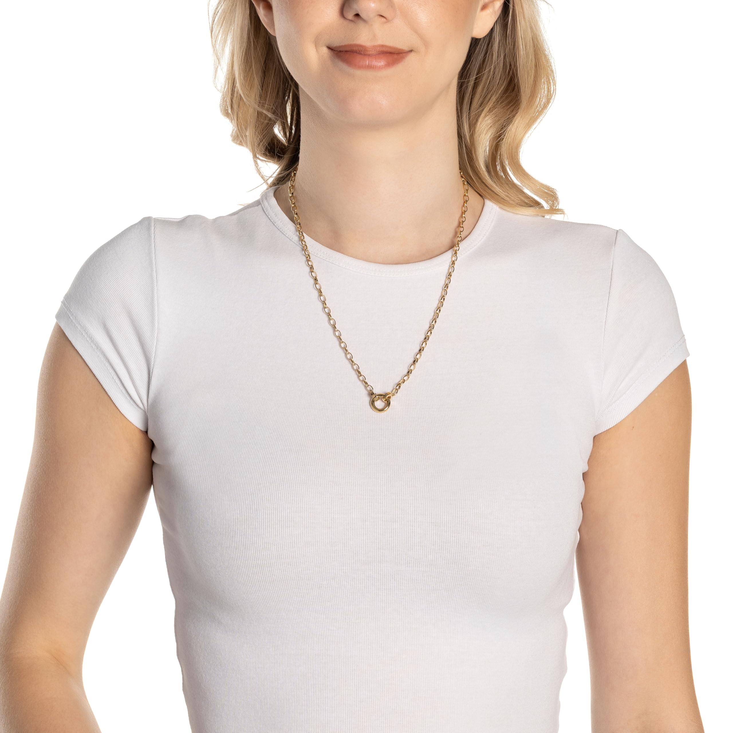 JEWELS BY LEONARDO Halskette Clip & Mix Tomke • Weitanker-Kette aus goldfarbenem Edelstahl • Zwischenring für Charms Anhänger • 50-51,3 cm Länge • Schmuck Geschenk für Frauen • 025758