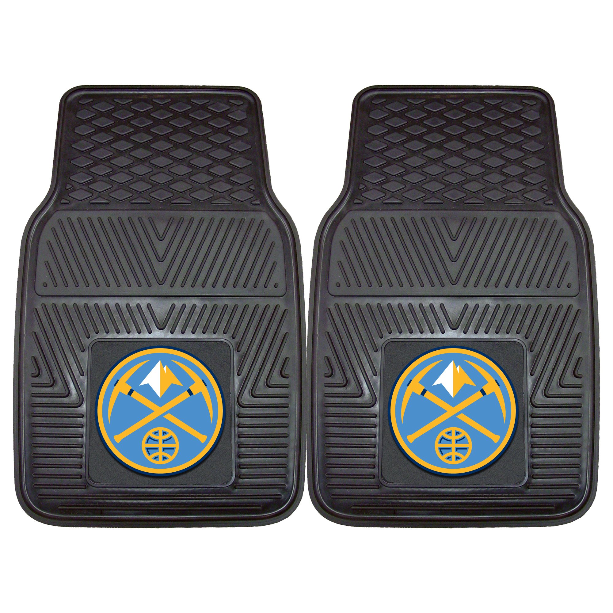 FANMATS 9251 Denver Nuggets 2-Piece Heavy Duty Vinyl Car Mat Set, Front Row Floor Mats, All Weather Protection, Universal Fit, Deep Resevoir Design