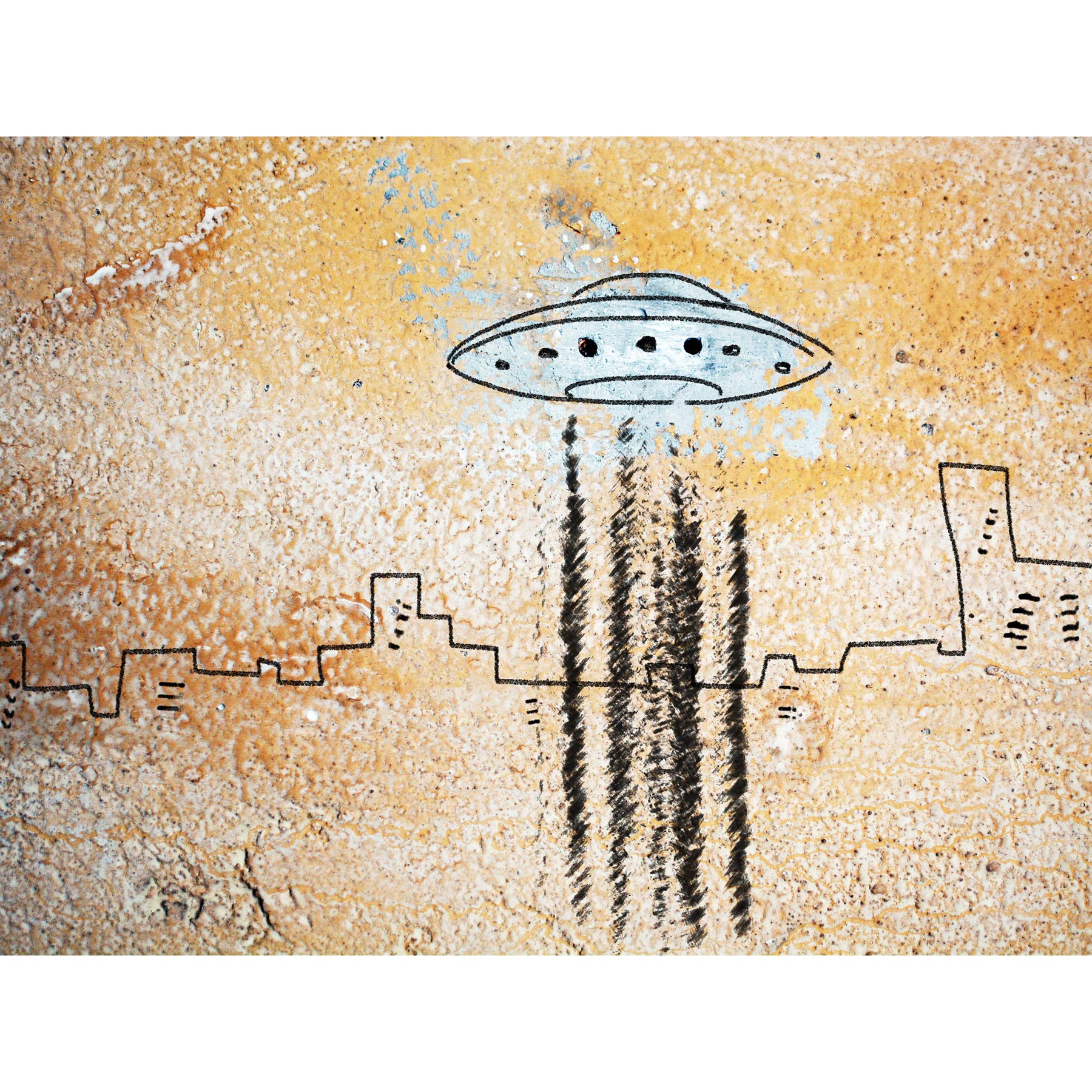 Artery8 UFO Flying Saucer City Abstract Illustration Large Wall Art Poster Print Thick Paper 18X24 Inch