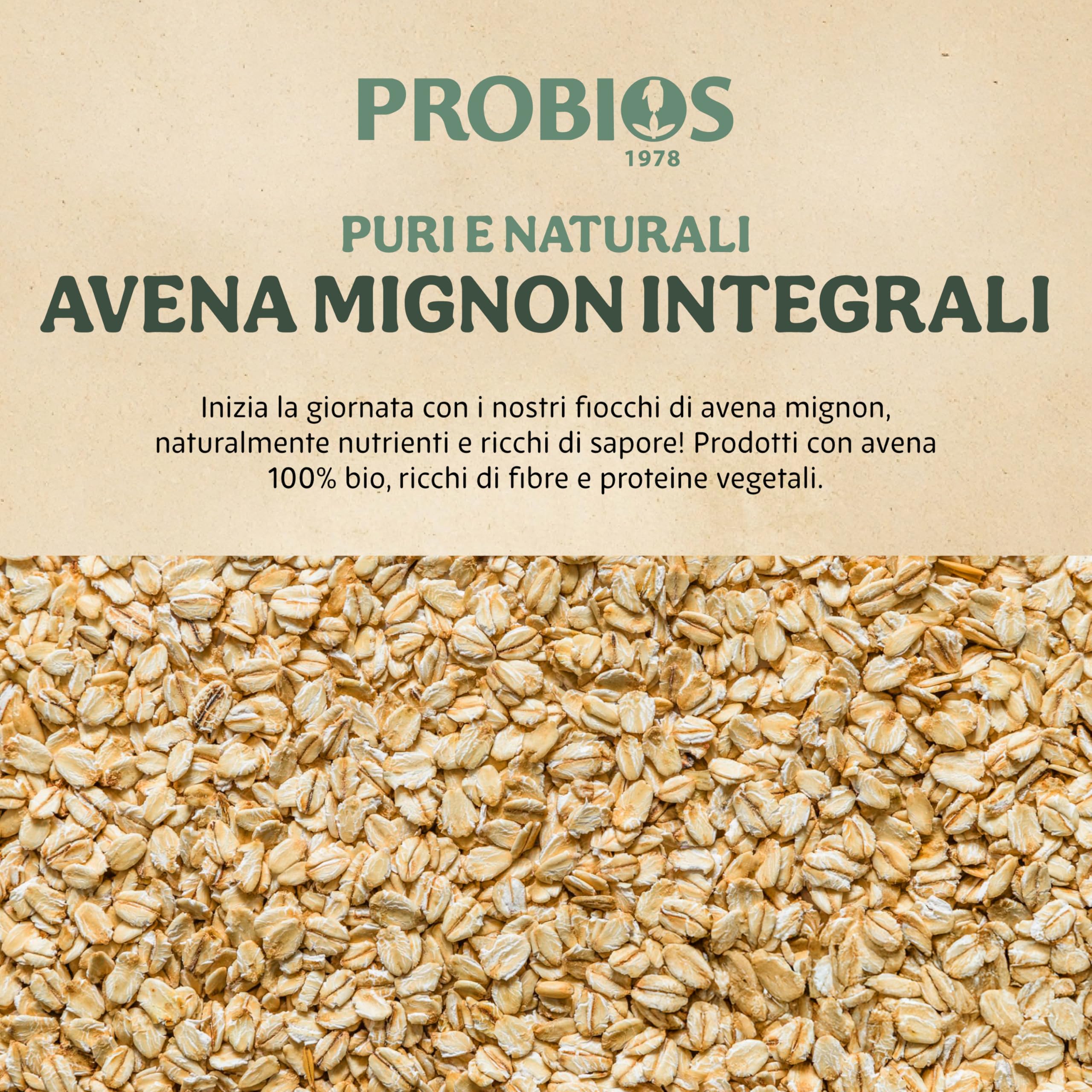 Probios Fiocchi d'Avena Integrale Mignon Biologici Senza Glutine - Avena Integrale per Porridge e Colazione - Alto Contenuto di Fibre e Proteine ​ ​​- Confezione da 6 da 500g
