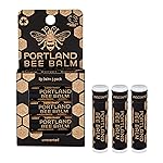 Portland Bee Balm All Natural Handmade Beeswax Based Lip Balm, Unscented 3 Count