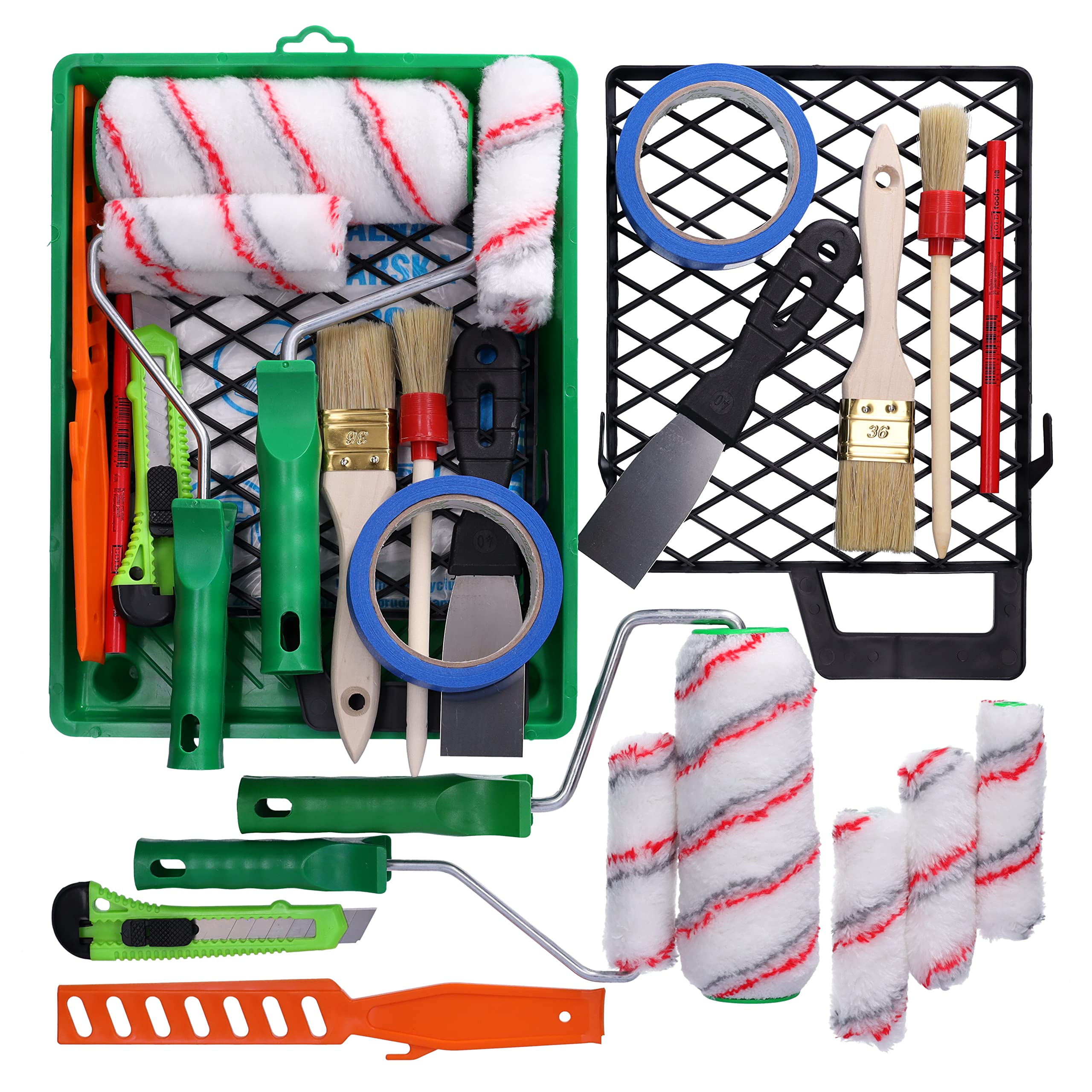 Rouleau peinture kit 17 pièces ToolSpace pour repeindre sans traces
