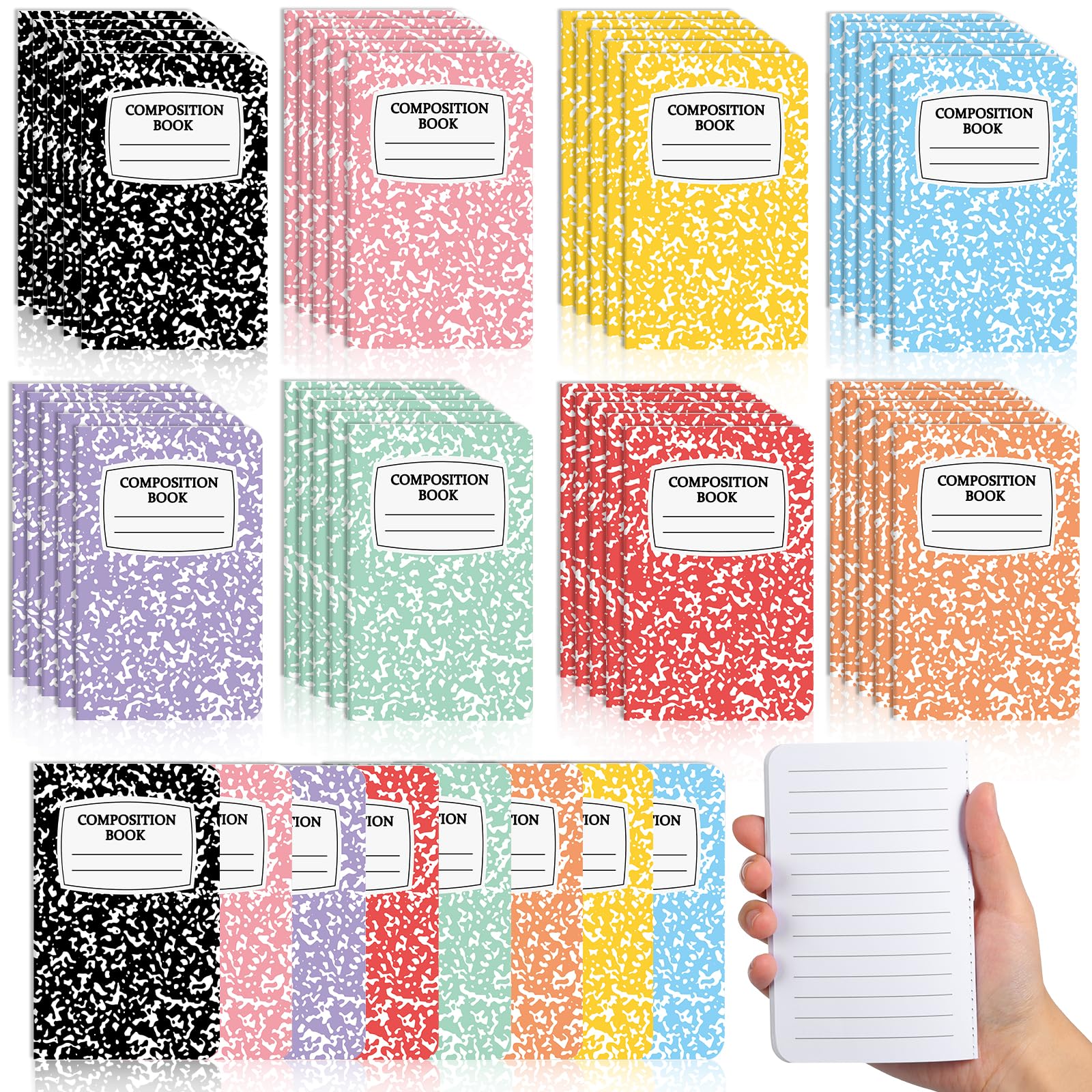 48 Stück Mini-Kompositions-Notizbücher, Großpackung, Schulanfang, Geschenk, bunt, kleines Taschenformat, niedliches Tagebuch, Notizbücher für Studenten, Lehrer, Mitarbeiter, Team, Büro, Uni, 12,7 x
