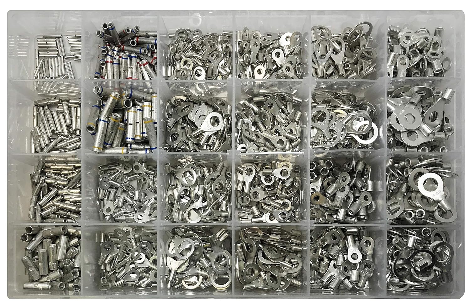 2600 Piece Master Non-Insulated Bare Crimp Wire Terminal Connector Assortment Kit - USA Made