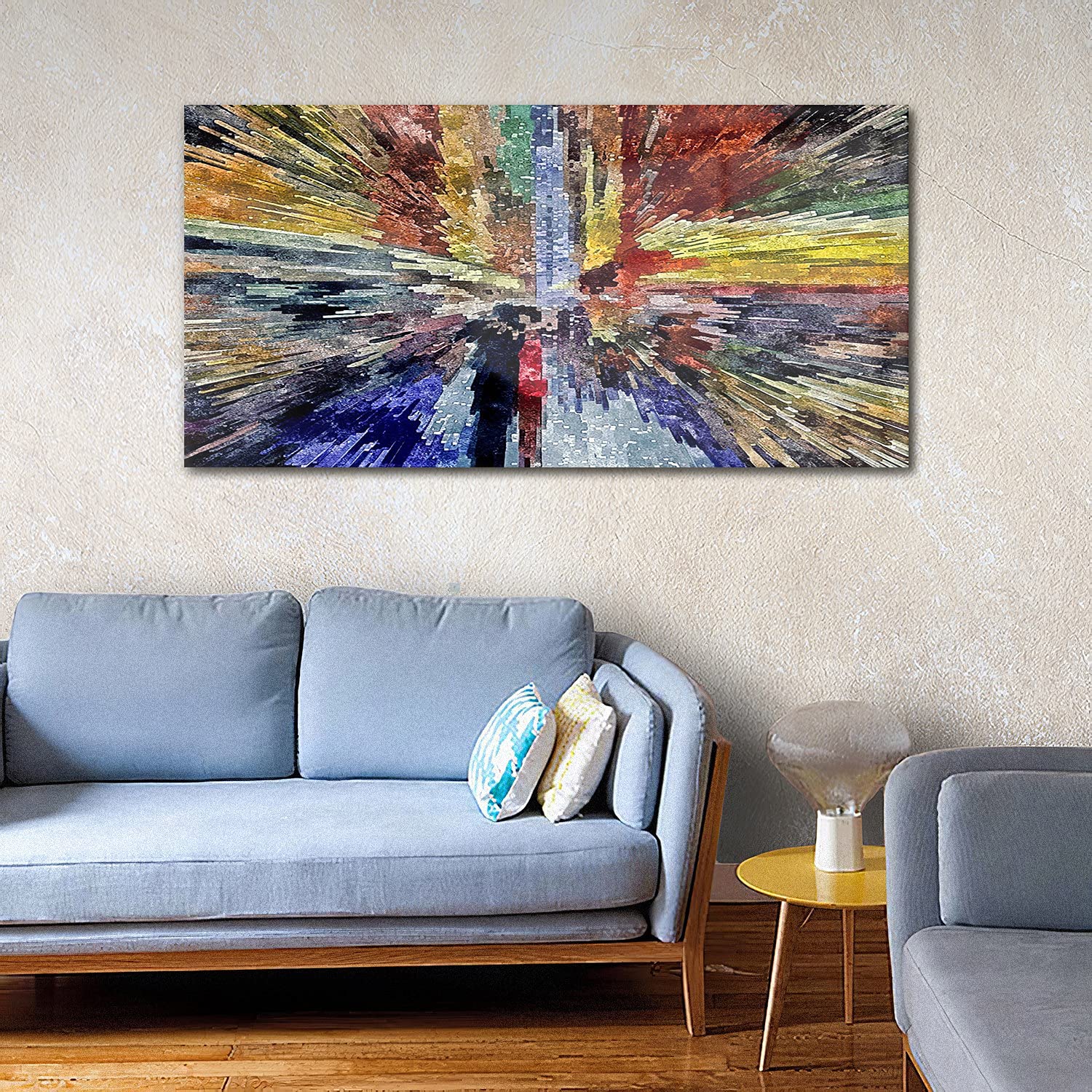 Coloray Pintura acrílica Cuadro De Pared 140x70cm Vidrio Acrílico Arte Sala De Estar Mural - Acuarelas de abstracción