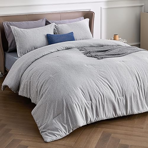 Miniatura 5 de Bedsure Juego de edredón blanco tamaño Queen y Queen, color gris, juego de ropa de cama suave para todas las estaciones