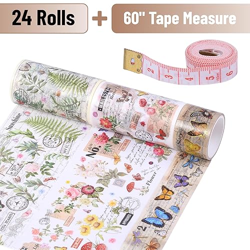 Vista 147 de Mr. Pen - Juego de cintas Washi, 21 rollos, tamaños surtidos, cinta washi floral para diario