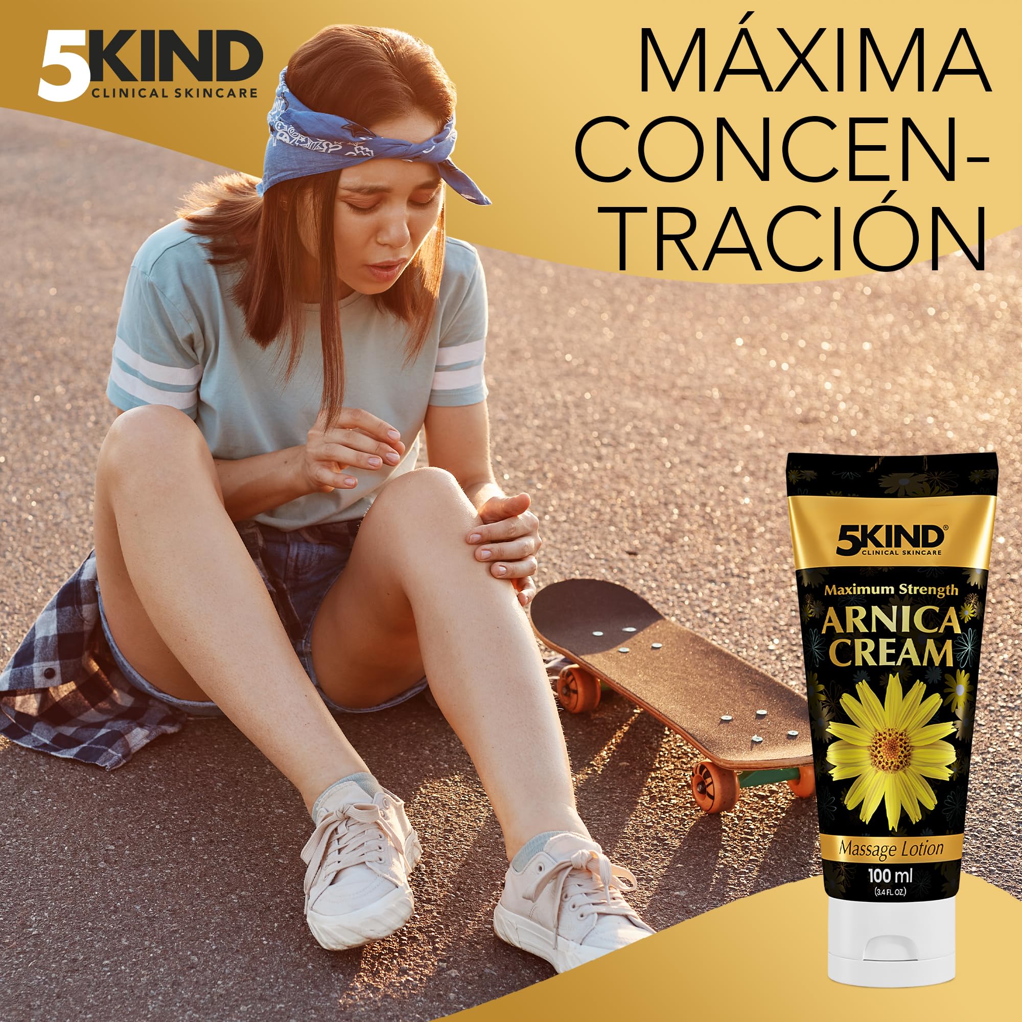 5kind - Crema de árnica para hematomas e hinchazón, 100 ml, máxima resistencia, acción rápida e intensiva, extracto de árnica montana, crema para moretones, masaje muscular natural para músculos y