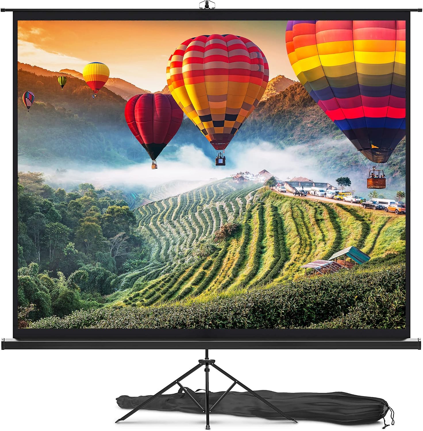 Pyle Universal Projector Screen w/Stand - 120-Inch Floor Standing Portable Fold-Out Rollup Matte for Projection, Includes Tripod, Great for Indoor/Outdoor Presentation, Quick Assembly