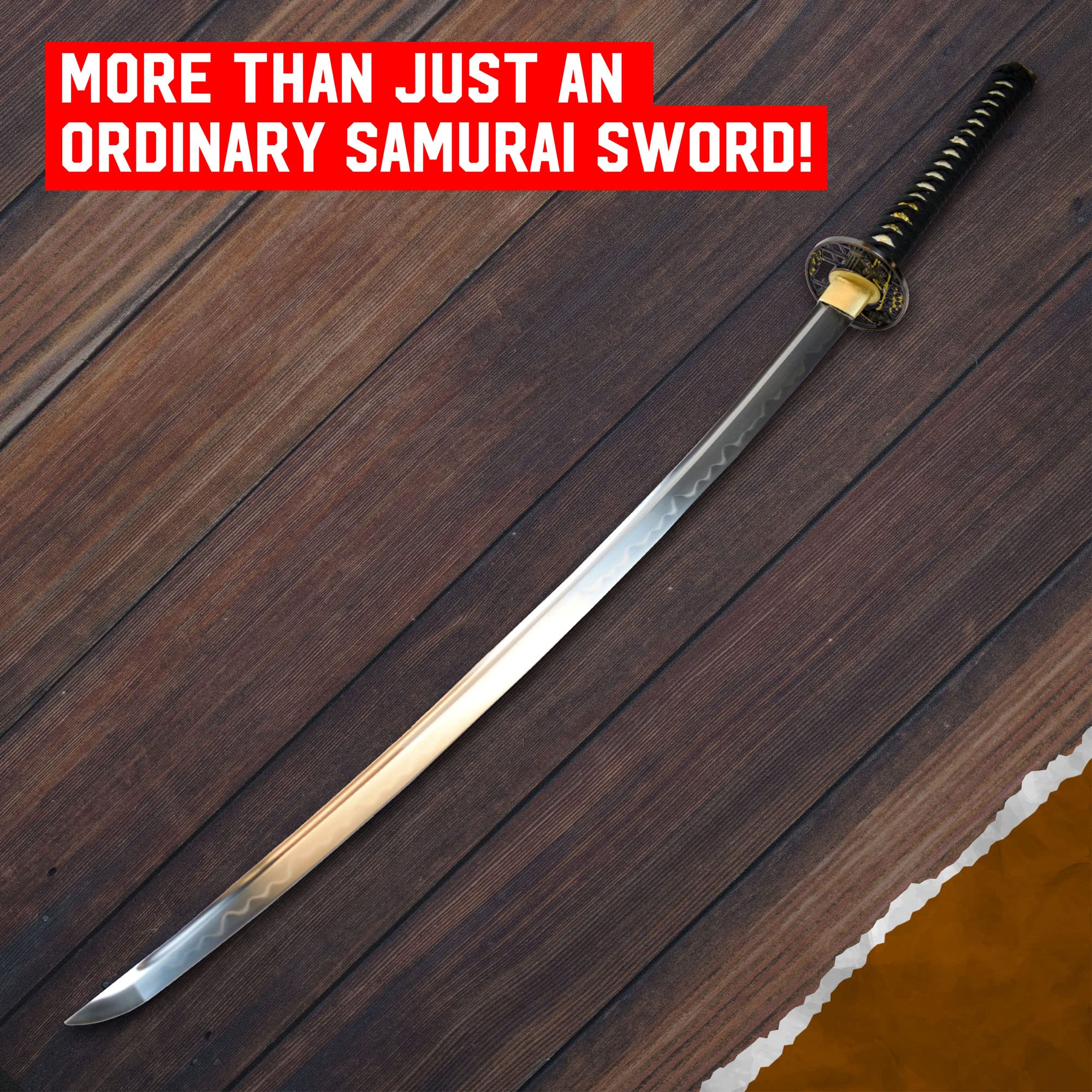 Akito Japanisches Samurai Schwert - Handgeschmiedeter Karbonstahl, Mit Scheide, 102 cm, Katana, Schwarz