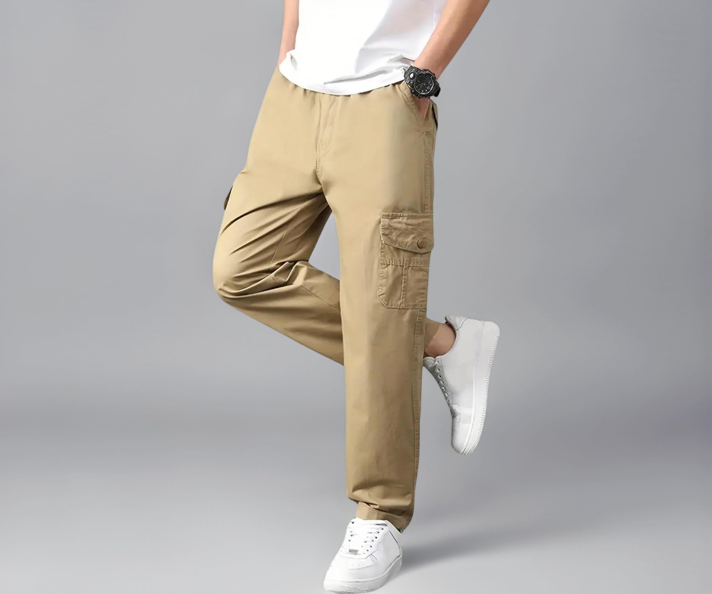 Lymio Cargo for Men || Cotton Cargo Pant || Drawstring Waist Pant (Also Available in Plus Sizes) (26-29)