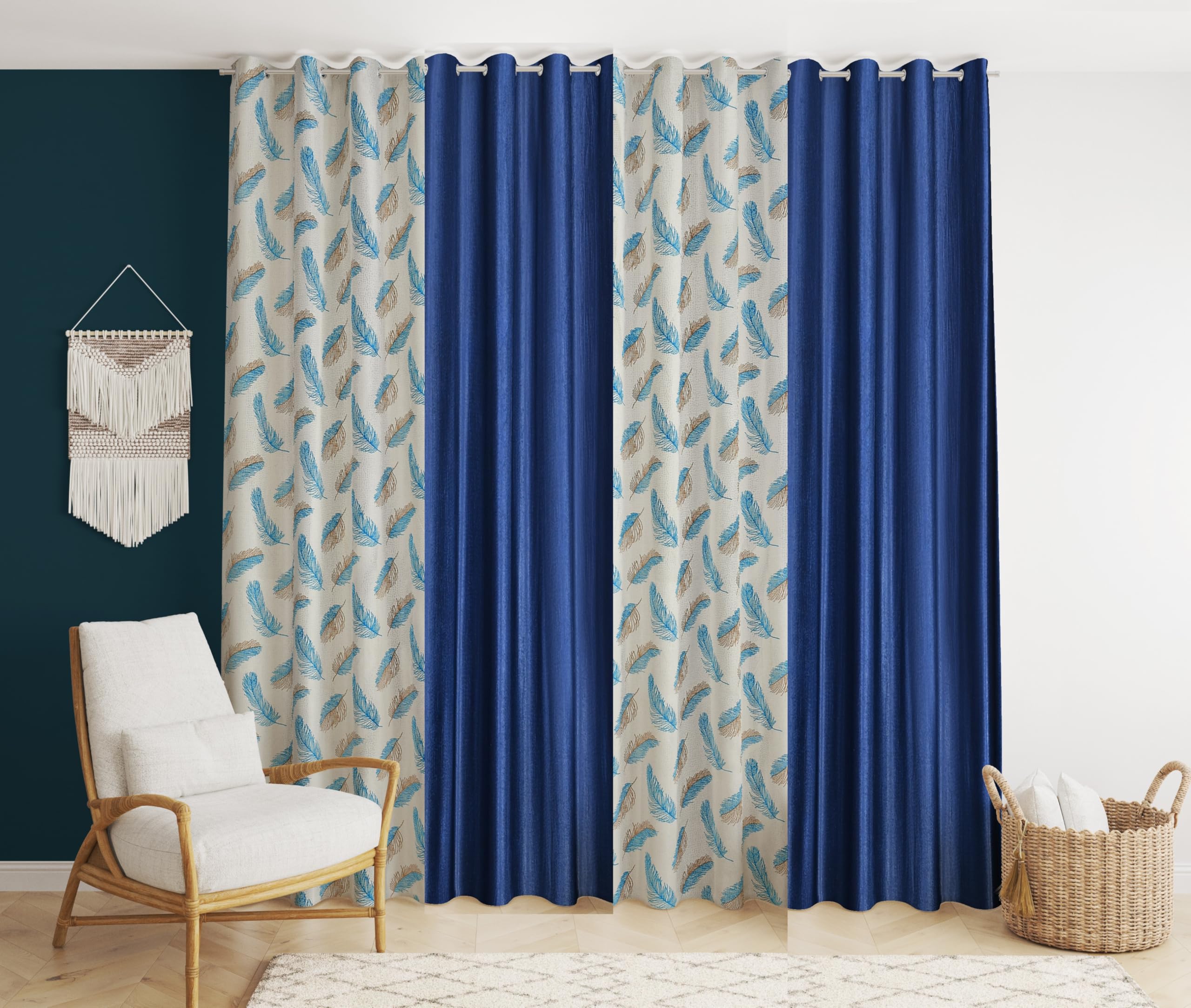 Grey Sheer Curtains - 4 Panels, Printed & Solid -9