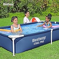 Vista 5 de Bestway Steel Pro - Piscina rectangular de 87 pulgadas x 59 pulgadas x 17 pulgadas con marco de metal sobre el suelo, para exteriores, color azul