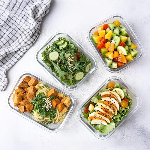 Miniatura 7 de KAMOTA Contenedores de vidrio para almacenamiento de alimentos, paquete de 10 recipientes de vidrio para preparación de comidas, recipientes