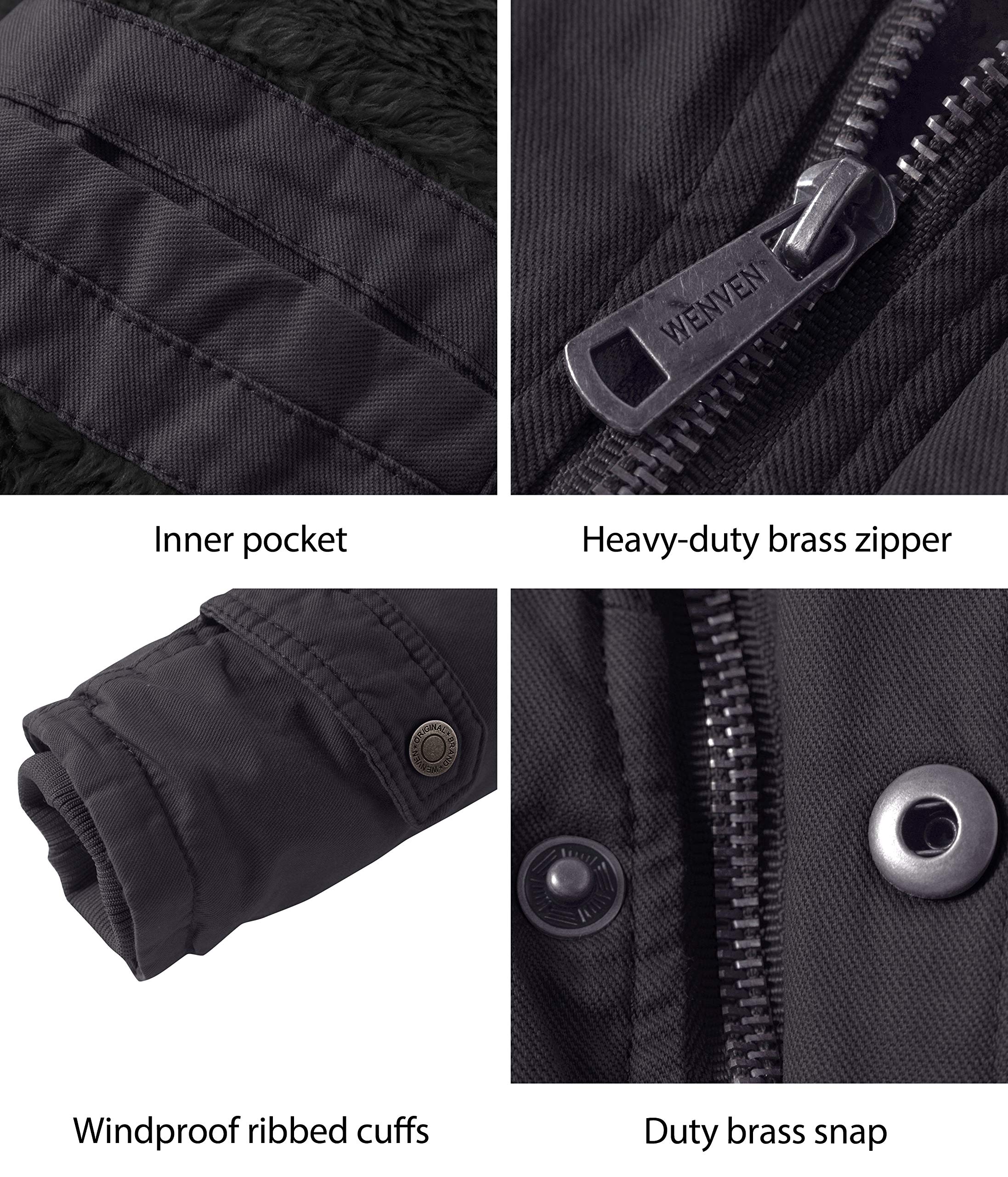 WenVen Chaquetas de Abrigo con Capucha para Hombre Parka Cálida de Invierno Rompevientos Abrigos de Algodón Chaqueta al Aire Libre de Estilo Militar Hombre