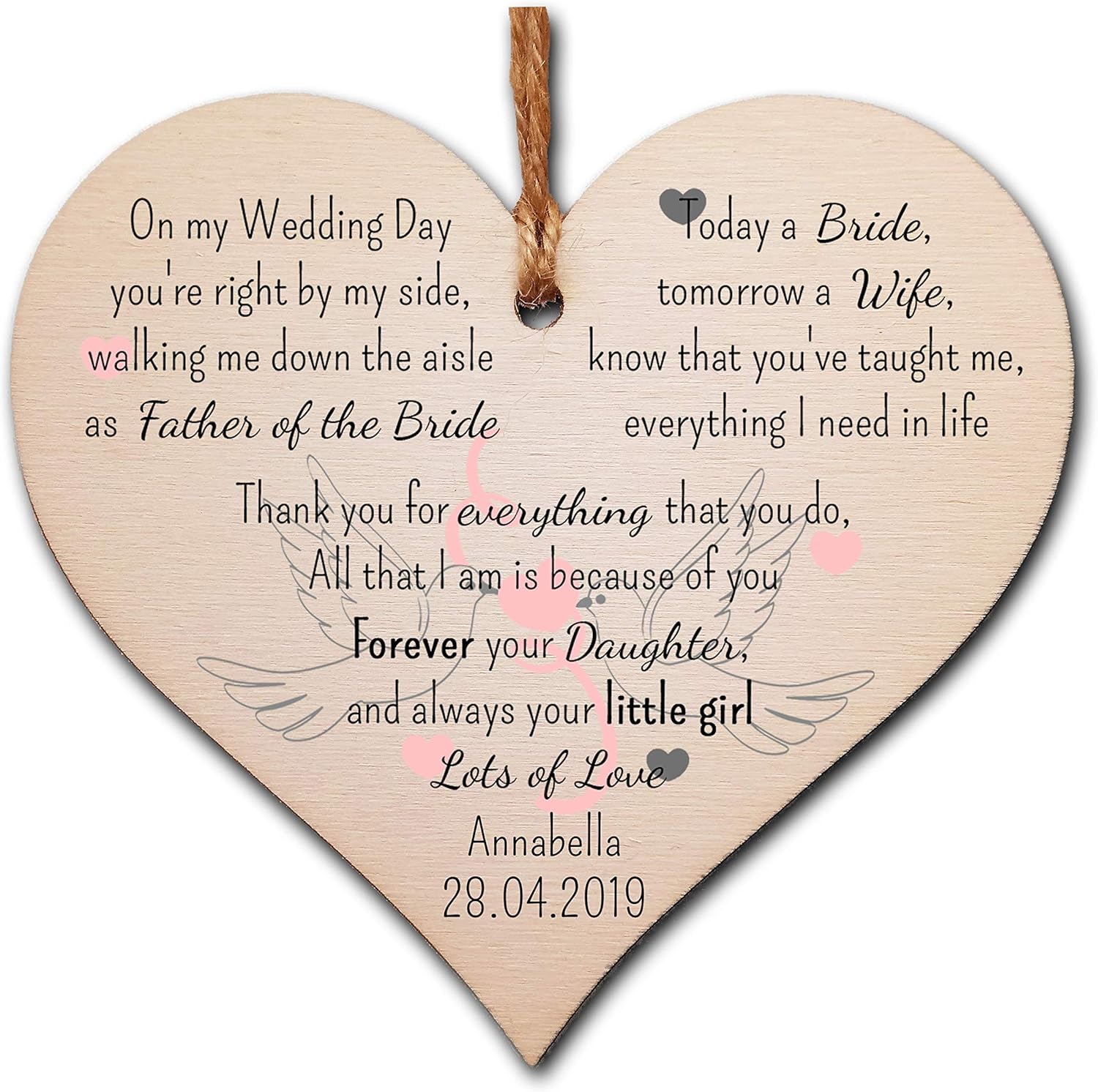 Personalized Hanging Heart Plaque Father of the Kuwait Ubuy