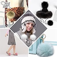 Vista 5 de Furryvalley Pompón de piel sintética, 4 unidades, manualidades, bolas esponjosas para sombrero, zapatos, bufandas con cierre a presión, sombrero