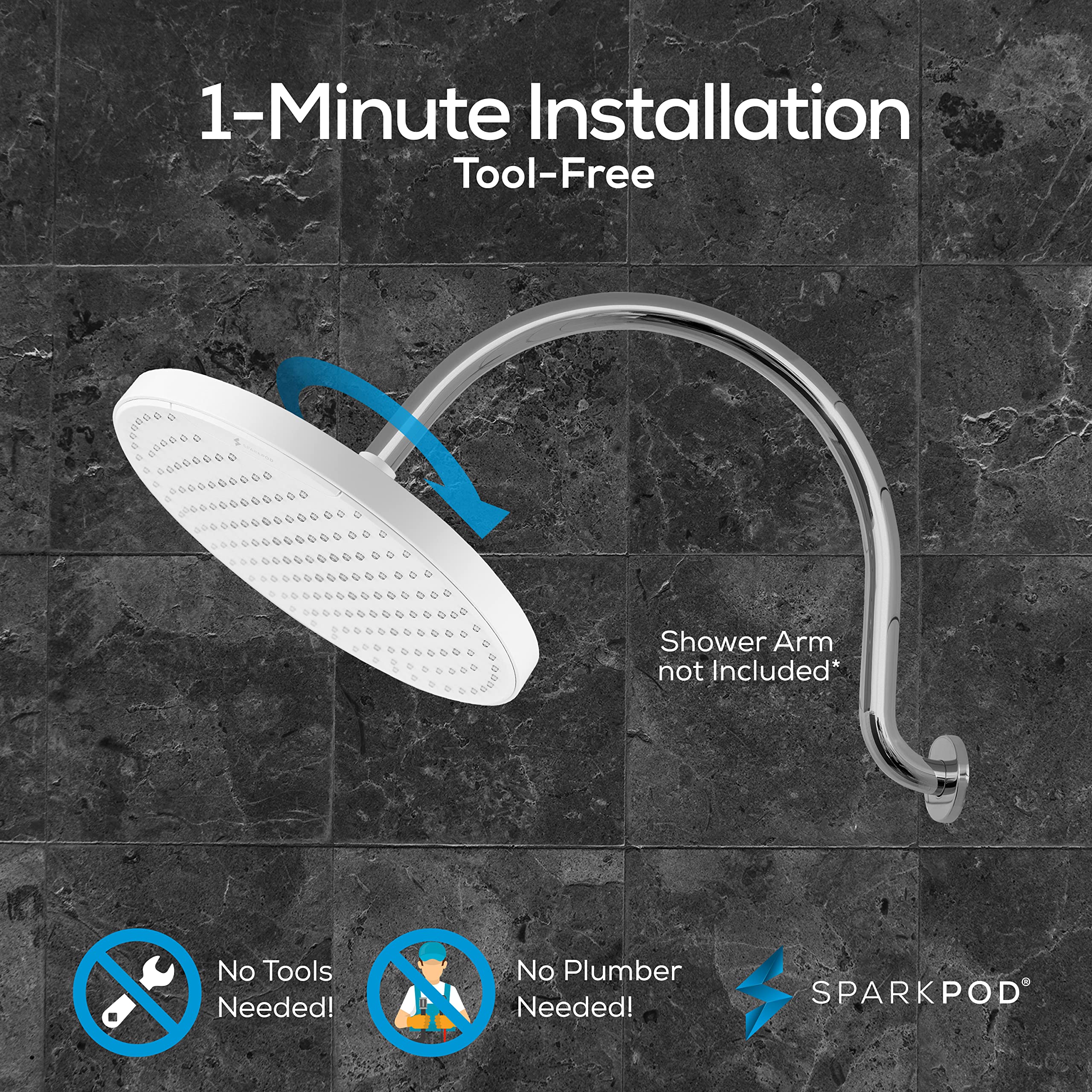Snapklik.com : SparkPod 10 Inch Round Rain Shower Head - Ceiling Or ...