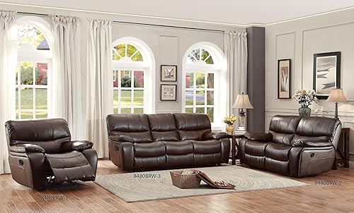 Miniatura 9 de Homelegance Pecos - Sofá reclinable doble manual de gel de cuero, color rojo