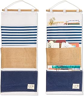 Wall Mounted Organizer with 3 Pockets for Hanging Storage (11.75 x 27 In, 2 Pack)