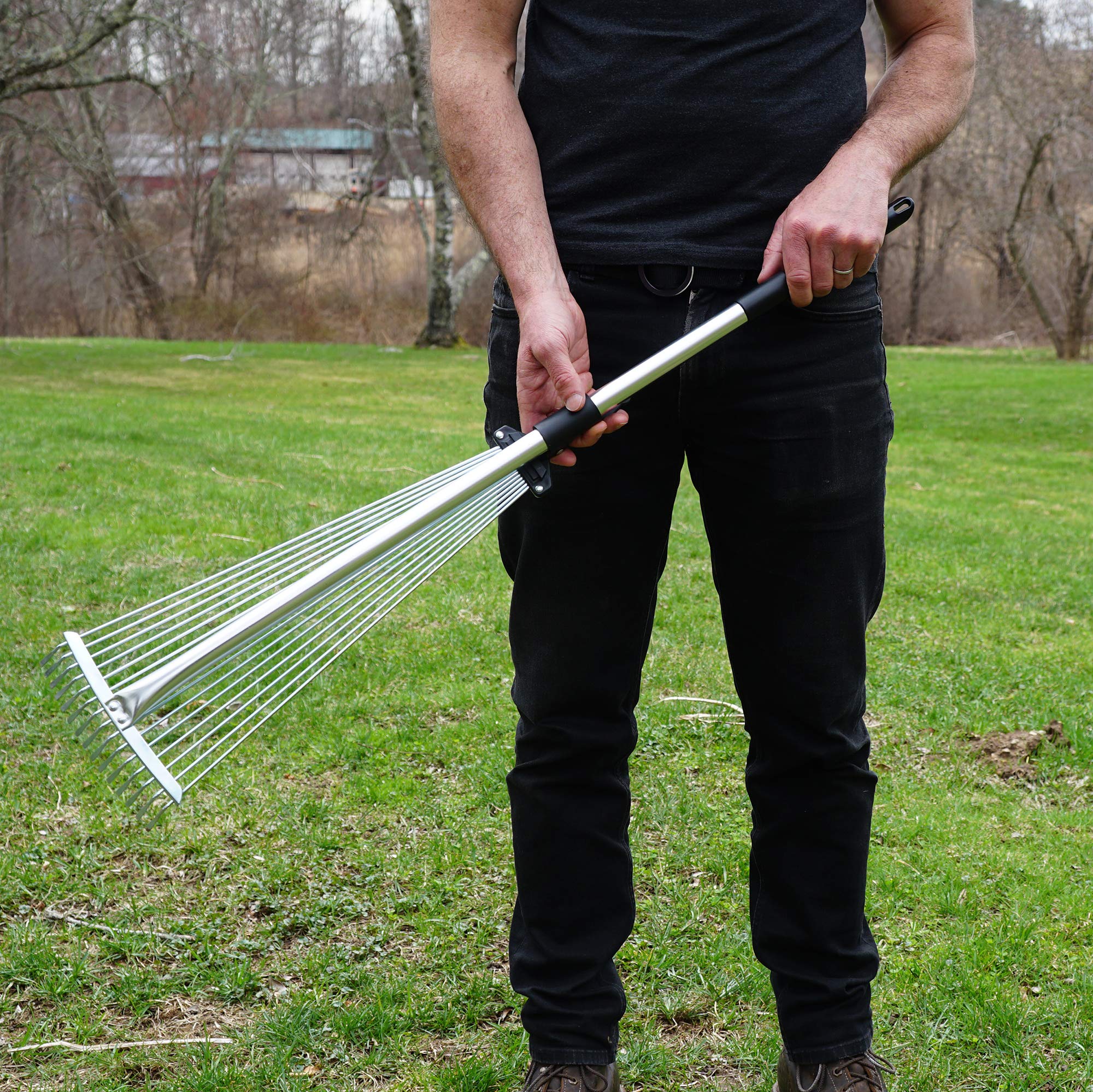 Kings County Tools Adjustable Garden & Leaf Rake | Collapsing Tines to ...