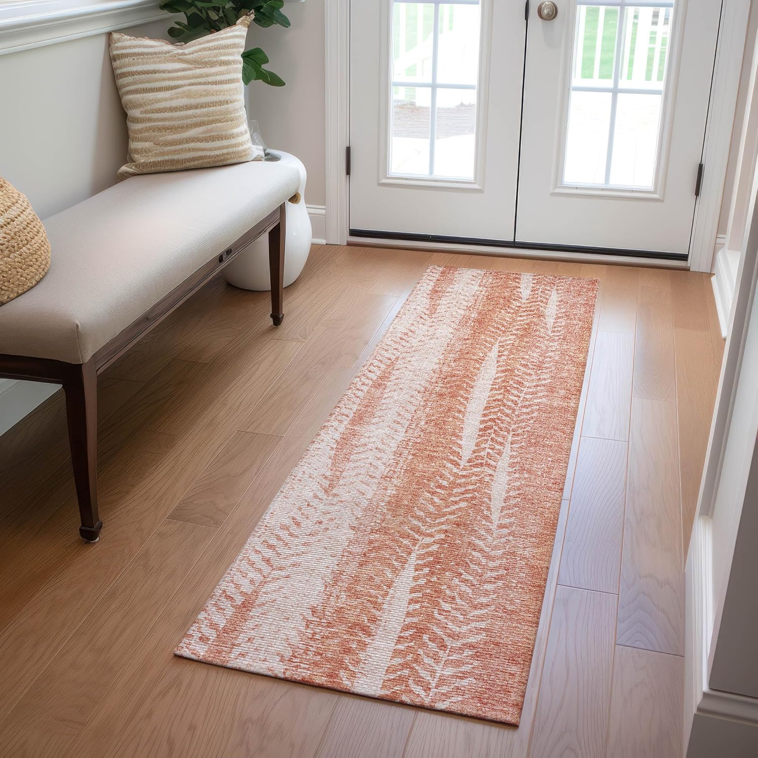 Addison Rugs Chantille ACN694 Coral 2'3" x 7'6" Indoor Outdoor Hallway Runner Rug, Easy Clean, Machine Washable, Non Shedding, Kitchen Area Carpet for Bathroom, Patio, Laundry and Bedroom Rug